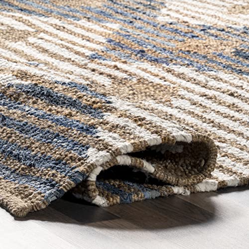 nuLOOM Hand Braided Marla Denim And Jute Diamonds Area Rug, 5x8, Off-white - color: Marla Off-white, size: 5' x 8' (Rectangular)