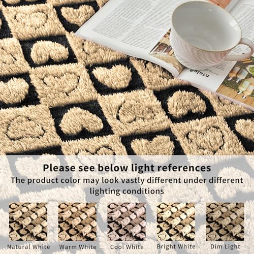 FY FIBER HOUSE Throw Blankets with Heart Checkered,Soft Warm Blankets for Lover Mom Father Gifts,Washable Lightweight Fuzzy Blanket for Couch Sofa Bed Office All Season(Black Brown,90"x90") - color: Black Brown, size: Queen(90"x90")