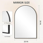 Arched Bathroom Mirror for Wall, Mirror for Vanity,30''x20'' Large Wall Mounted Mirror, Metal Frame (30''x20'', Black)