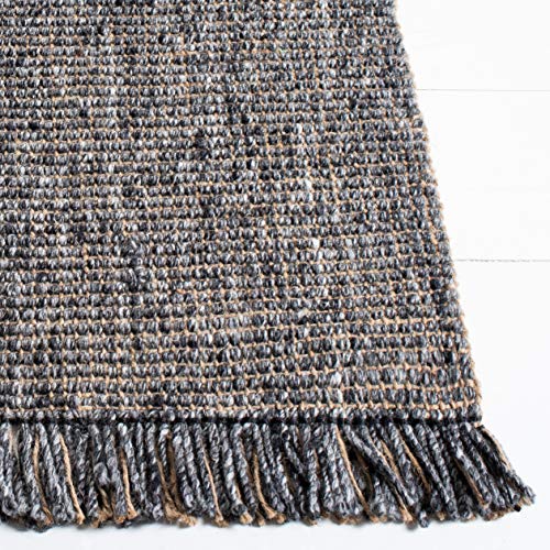 SAFAVIEH Natural Fiber Collection Accent Rug - 2' x 3', Charcoal & Natural, Handmade Woven Fringe Jute, Ideal for High Traffic Areas in Entryway, Living Room, Bedroom (NF826H) - color: Charcoal/Natural, size: 2' x 3' (Rectangular)