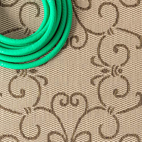 JONATHAN Y Vintage Filigree Indoor Outdoor Runner Rug 2X10 Beige/Brown, Charleston Textured Weave for Backyard, Patio, Porch, Easy-Cleaning, High Traffic, Pet-Friendly, Non-Shedding (SMB106A-210) - color: Beige/Brown, size: 2'2" x 10' (Runner)