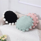 Boho Round Floor Pillow with Tassels – Decorative Circle Cushion for Kids, Plush Throw Pillow for Chair Sofa Bed, Accent Pillow for Living Room, Reading Nook, Indoor & Outdoor Use (Pink)