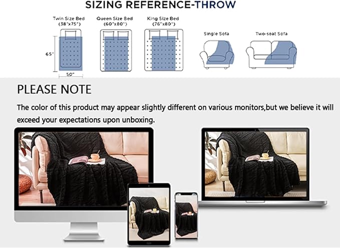 YUSOKI Sherpa Large Throw Blanket Single Layer,Light Weight(1.7lb),370GMS-3D Stylish Design for Gift Home Decor (Black,50"x65")