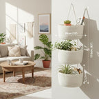Over the Door Hanging Basket, Decorative Hanging Basket Storage, Organizing, Decorative Boho Decor for Nursery, Bedroom, Living Room with 4 Hooks, Whte