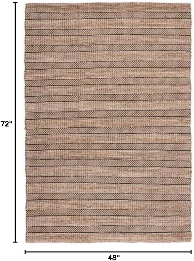 SAFAVIEH Natural Fiber Collection Accent Rug - 4' x 6', Black & Natural, Handmade Boho Farmhouse Rustic Jute & Cotton, Ideal for High Traffic Areas in Entryway, Living Room, Bedroom (NFB654Z)
