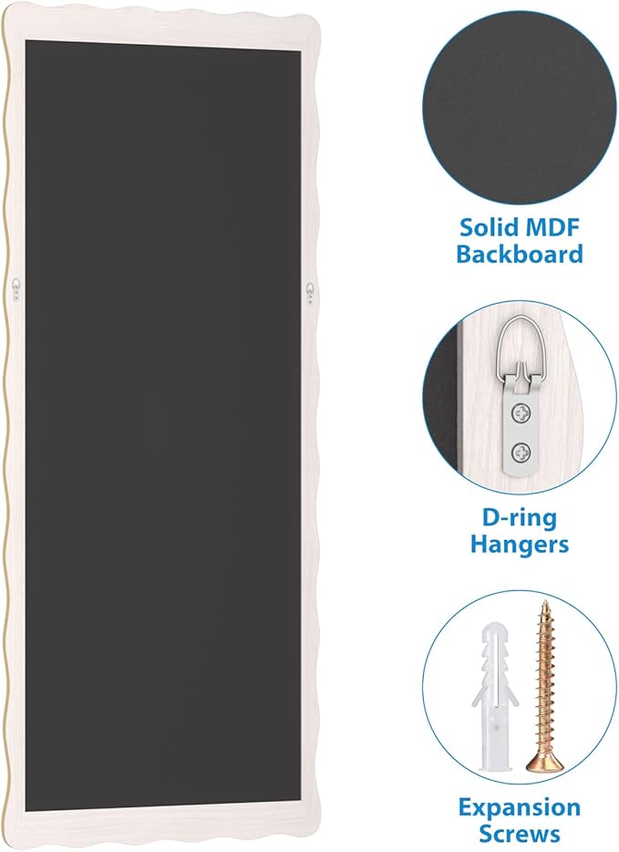 60X24 Inch Gold Wavy Bathroom Mirror for Wall, Scalloped Bathroom Vanity Mirror Farmhouse, Large Rectangle Mirror, Tempered Glass, Hangs Horizontally or Vertically