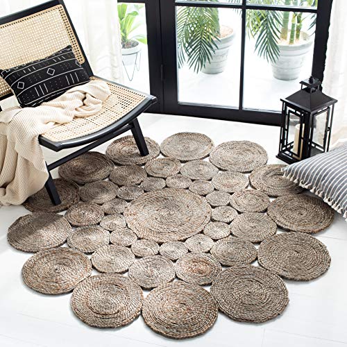 SAFAVIEH Natural Fiber Round Collection 6' Round Grey NF363C Handmade Boho Charm Farmhouse Jute Area Rug - color: Grey, size: 6' (Round)