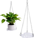 Hanging Planter for Indoor Plants, Monstera Handing Plant Pot Holder, White Metal Plant Hanger Shelf with Silver-Chains Plants Window Home Decor (Not Included Plants/Pots)