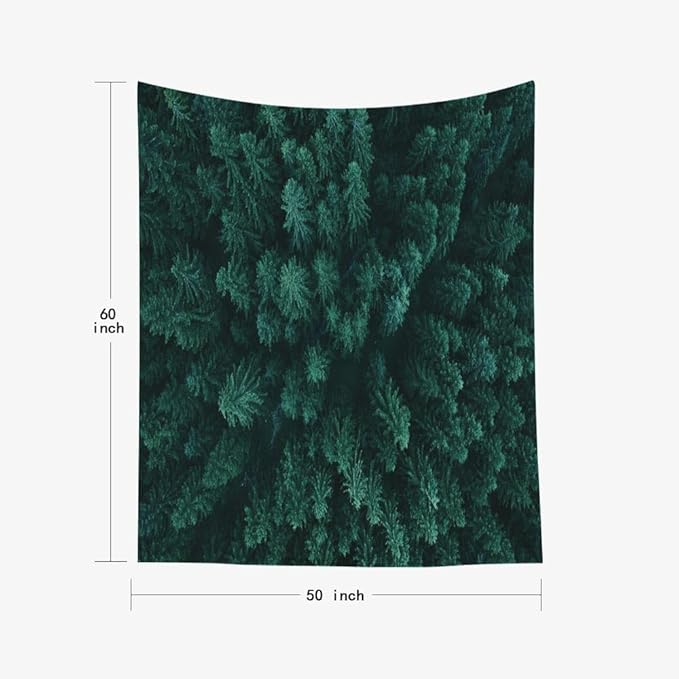 EMMTEEY Green Forest Tapestry Pine Tree Evergreen Fir Forest Forest Mens Tapestry 50X60 Vertical Wall Art Christmas Party Decoration Living Room Wall Decor