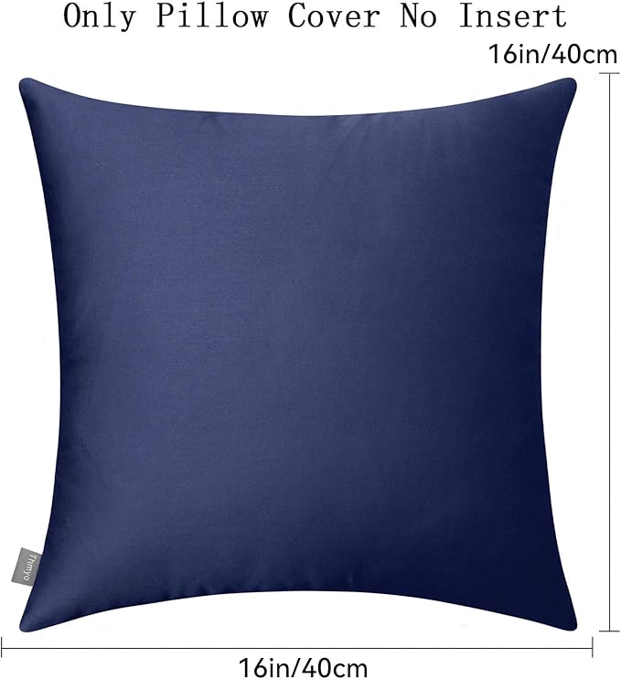 Thmyo 4-Pack 100% Cotton Comfortable Solid Decorative Throw Pillow Case, Square Cushion Cover Pillowcase Sublimation Blank Pillow Covers DIY Throw Pillowcase for Couch(16x16inch/40x40cm,Dark Blue)