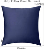 Thmyo 4-Pack 100% Cotton Comfortable Solid Decorative Throw Pillow Case, Square Cushion Cover Pillowcase Sublimation Blank Pillow Covers DIY Throw Pillowcase for Couch(16x16inch/40x40cm,Dark Blue)