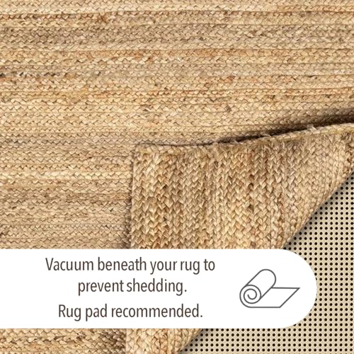 Chardin home Hand Woven Natural Jute Braided Area Rug – 8x10 Feet Oval | Vintage Boho Reversible Rug for Living Room, Bedroom, Dining Area, Entryway | Farmhouse Natural Fiber Floor Covering - size: 8' x 10' (Oval)
