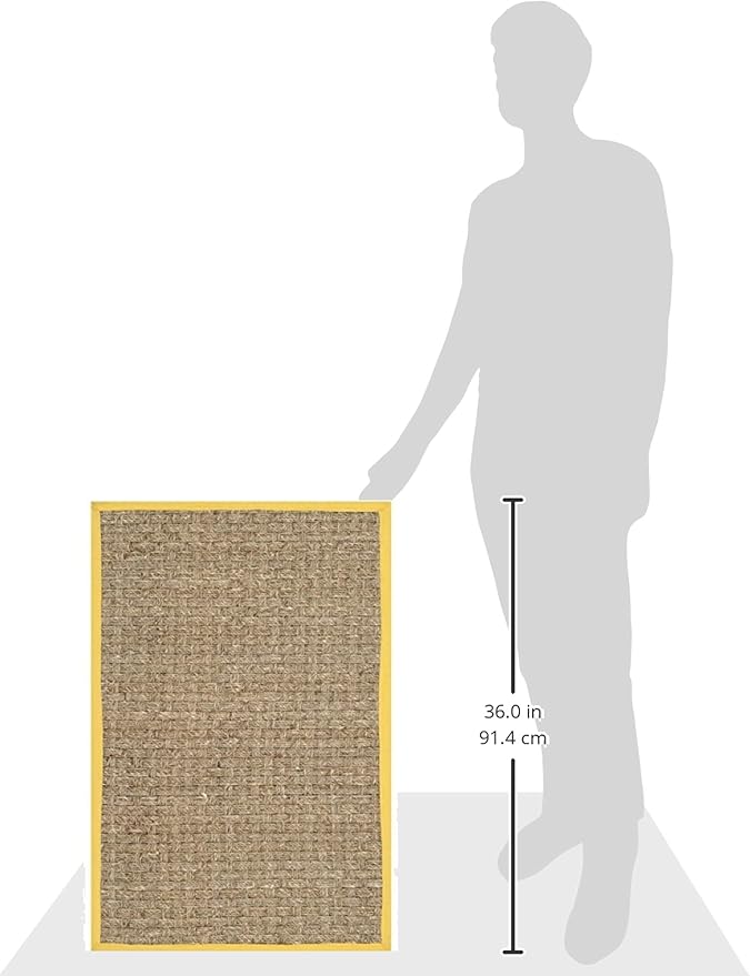 SAFAVIEH Area Rug 2x3 - Natural Fiber Collection - Natural & Gold, Seagrass, Basketweave Pattern with Border (NF114X)