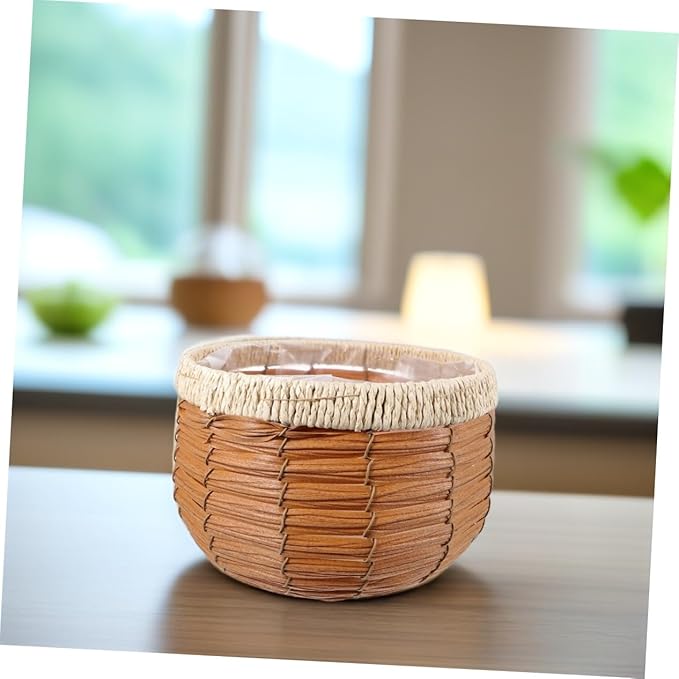VICASKY Hand Woven Rattan Plant Pot Decorative Flower Basket for Use for Succulents Cacti and Flowers with Craftsmanship