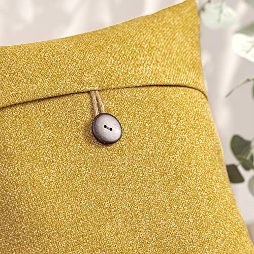 Phantoscope Pack of 2 Farmhouse Throw Pillow Covers Button Vintage Linen Solid Decorative Pillow Cover for Couch Bed and Chair Dark Yellow 18 x 18 inches 45 x 45 cm - color: Dark Yellow, size: 18" x 18" (Pack of 2)
