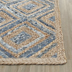 SAFAVIEH Cape Cod Collection Area Rug - 6' x 9', Natural & Blue, Handmade Flat Weave Diamond Braided Jute & Denim, Ideal for High Traffic Areas in Living Room, Bedroom (CAP354A) - color: Natural/Blue, size: 6' x 9' (Rectangular)