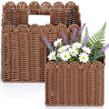 2 Pack Scalloped Wicker Hanging Basket, Woven Hanging Wall Basket for Organizing and Decor,Pe Rattan Wall Mounted Storage Baskets for Farmhouse Home,Door,Entryway,Flower,Mail,Plant