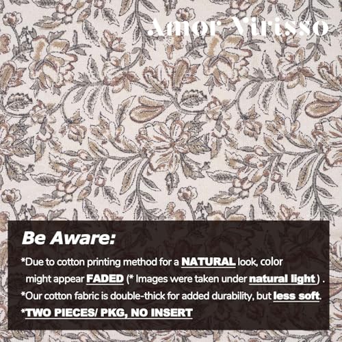 Amor Virisso Floral Throw Pillow Covers 24x24 Set of 2 Vintage Block Print Pillow Covers Decorative Pillow Covers Couch Pillows for Living Room Farmhouse Accent Sofa Pillows, Red/Sand - color: Red/Sand, size: 24" x 24" (Pack of 2)