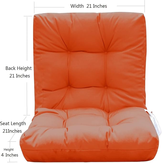 QILLOWAY Outdoor Seat/Back Chair Cushion Tufted Pillow, Spring/Summer Seasonal Replacement Cushions - Set of 2 (Orange)