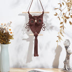 ORIGACH DIY Macrame Owl Wall Hanging Tapestry Kit Brown Cotton Handmade Macrame Owl Kit Boho Macrame Wall Hanging Decor Woven Ornament Gift for Bedroom Living Room