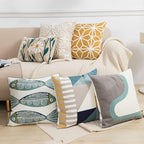 vctops Embroidery Cotton Decorative Throw Pillow Cover Boho Geometric Pattern Cushion Cover for Couch Sofa Bed (Geometric E,18"x18")