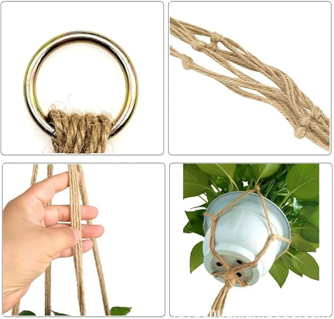 JZK 3pcs 90cm 100cm 120cm Macrame Plant Hanger with Hook, Jute Rope Plant Pot Holder, Flower Pot net Hanging Planter with Tassel, Indoor Hanging Basket for House Plants