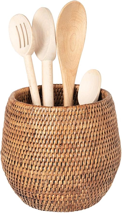 KOUBOO La Jolla Coco Rattan Bowl, Honey-Brown, Small Planter