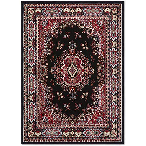 Home Dynamix Premium Sakarya Traditional Medallion Border Area Rug, Black, 21"x35" Rectangle - color: Red / Black, size: 1'9" x 2'11" (Rectangular)