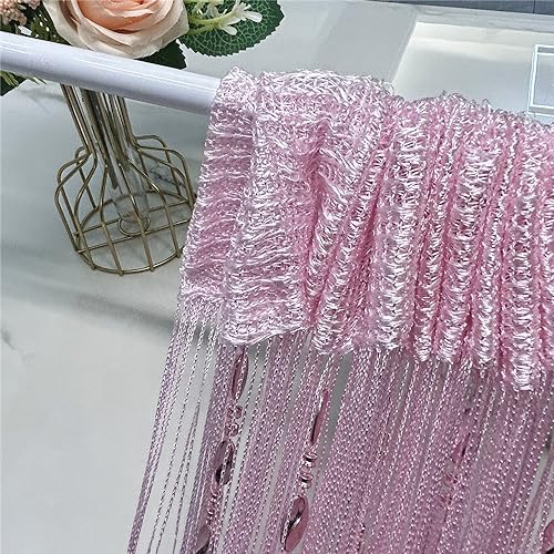 ave split 100cmX200cm Decorative Door String Curtain Beads Wall Panel Fringe Window Room Divider Blind for Wedding Coffee House Restaurant Parts Door Divider Beads Tassel Screen Decoration (pink25) - color: Pink
