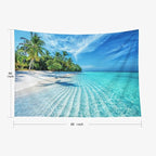 EMMTEEY Beach Tapestry Wall Decor 60X50 Inch-Summer Calm Sea Waves with Palm Trees Durable Wall Art for Bedroom