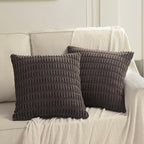 Fancy Homi 4 Packs Boho Dark Brown Decorative Throw Pillow Covers 22x22 Inch for Living Room Couch Bed Sofa, Rustic Modern Farmhouse Home Decor, Soft Plush Corduroy Cute Square Cushion Case 55x55 cm
