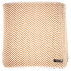 Cashmere Blanket – Hand Woven 100% Pure Wool Throw Blanket, 135 x 270 cm – Herringbone Pattern Cozy, and Soft Blanket for Bed, Sofa, or Couch - Made in Nepal - color: Brown