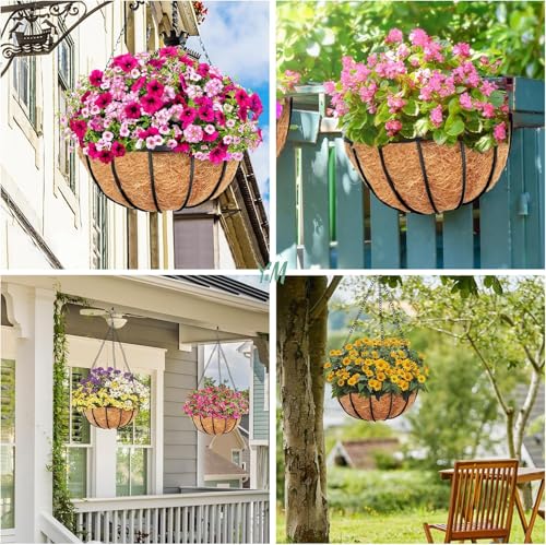 Y&M 4pcs 14" Round Coconut Fiber Liner, Coco Liner Pre-Formed Replacement for 14inch Hanging Planter Basket - color: 4pcs 14in Round