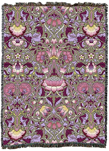 Pure Country Weavers William Morris Lodden Dianthus Blanket - Arts & Crafts - Gift Tapestry Throw Woven from Cotton - Made in the USA (72x54) - color: Dianthus, size: Large