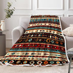 Western Throw Blankets, Southwestern Flannel Throw Blanket, Soft, Flannel, Warm, Geometric Pattern Blankets Decor Farmhouse Country Bed Blanket for Couch Bed Cover 60X80 Inch