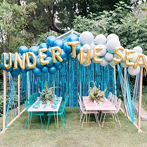 Crosize 2 Pack 3.3 x 9.9 ft Blue Foil Fringe Curtains Party Decorations, Blue Tinsel Curtain Backdrop for Parties, Door Streamers, Glitter Streamer Fringe Backdrop for Birthday Decoration - color: Blue, size: 2 Pack
