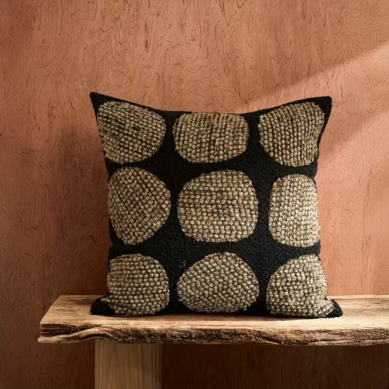 MOCOFO 3D Textured Throw Pillow Cover, Wabi Sabi French Vintage Decorative Cushion Case, Chunky Yarn Poly-Cotton Accent Pillow for Couch Sofa Bay Window(Cover Only) (Pure Shadow, 18x18) - color: Pure Shadow, size: 18" x 18" (Pack of 1)