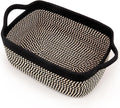 Gift Basket Empty with Handles, 12x8x5 inch - Small Woven Basket for Baby Nursery, Toys, Towels, Wedding, Birthday Gifting - With Gift Bag & Ribbon (Black Brown, 1PC)