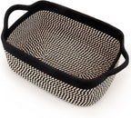 Gift Basket Empty with Handles, 12x8x5 inch - Small Woven Basket for Baby Nursery, Toys, Towels, Wedding, Birthday Gifting - With Gift Bag & Ribbon (Black Brown, 1PC)