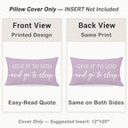 Dusty Lavender Purple Pillow Covers 12x20 Inch Set of 2 – Christian Gifts for Women – Give It to God and Go to Sleep/Relax God’s Got This – Decorative Lumbar Case for Girls’ Room