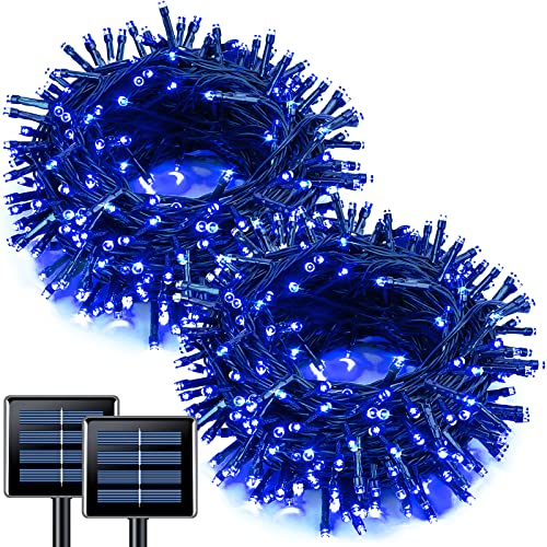 JMEXSUSS 2 Pack Solar String Lights Outdoor Waterproof, Total 66 FT 200 LED Solar Christmas Lights Outdoor, Twinkle Light for Christmas Tree Outside Garden Yard Xmas Decor, Blue - color: Blue, size: 100LED*2