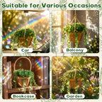 GUJYUYIF Beaded Plant Kit Green Glass Beads for Plant Making with Rattan Basket, Hanging Suncatchers Beading Kit for Jewelry Making DIY Craft Kit Plants - color: Basic Green