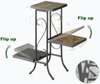 Zhongma 3 Tier Plant Stand with Slate Top without Installation Required. 25.6" W x 10.2" D x 22.4" H
