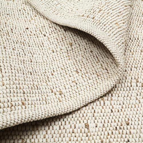 Natural Jute Cotton Area Rug - 9x12 Feet - Boho Rugs for Living Room, Bedroom, Dining Room, Hallway, Office - Rustic Vintage Bohemian Carpet Home Décor - Hand Woven Cotton Jute Rug 9x12 ft - size: 9' x 12' (Rectangular)