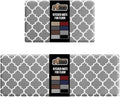 GORILLA GRIP 2 Pack Comfortable Cushioned Kitchen Mats for Floor, 17x24 + 17x48, Waterproof and Stain Resistant, 1/2 Inch Thick Ergonomic Standing Desk Anti Fatigue Mat, Foam Supports Feet, Grey White