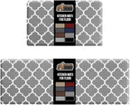 GORILLA GRIP 2 Pack Comfortable Cushioned Kitchen Mats for Floor, 17x24 + 17x48, Waterproof and Stain Resistant, 1/2 Inch Thick Ergonomic Standing Desk Anti Fatigue Mat, Foam Supports Feet, Grey White