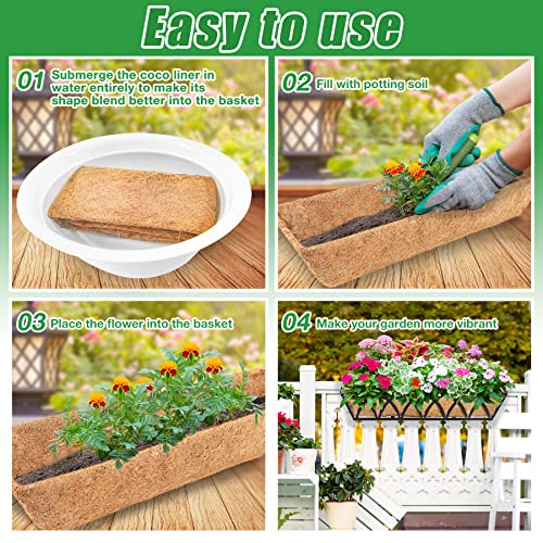 Y&M 24" Coco Liners for Planter – 4PCS Natural Coconut Fiber Liners, for Window Boxes Deck Baskets, Pre-Formed Through, Balcony, Patio, Porch & Garden, Water Retention, Good Drainage - color: 4pcs 24in Horse