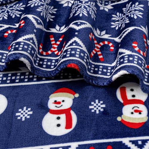 PAVILIA Christmas Snowman Throw Blanket | Blue Holiday Christmas Fleece Blanket | Soft, Plush, Warm Winter Cabin Throw, 50x60 (Blue Christmas) - color: Blue Christmas, size: 50 x 60 Inches - Throw