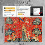 FEASRT European Royal Tapestry Medieval Princess Tapestry, 60x40 Inches Soft Flannelette, Lady and Unicorn for Living Room Bedroom Dorm Decor