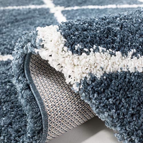 SAFAVIEH Hudson Shag Collection Accent Rug - 2' x 3', Slate Blue & Ivory, Trellis Design, Non-Shedding & Easy Care, 2-inch Thick Ideal for High Traffic Areas in Foyer, Living Room, Bedroom (SGH281L) - color: Slate Blue/Ivory, size: 2' x 3' (Rectangular)